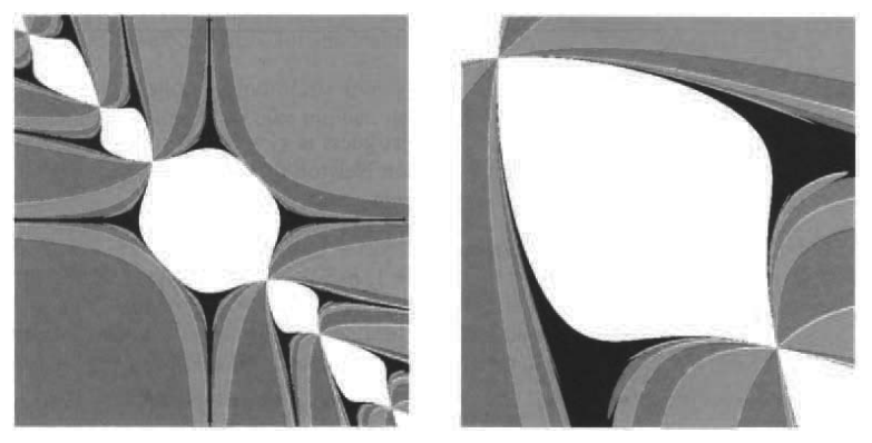 The fractal basins of attraction to three solutions and to infinity