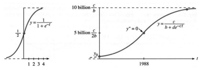 The standard S curve y equals one over one plus e to the minus t