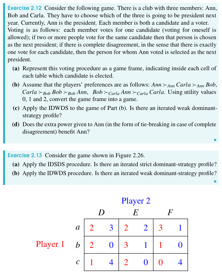 The strategic-form game for Exercise 10